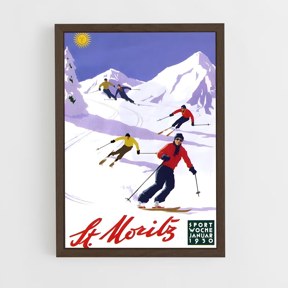 Poster Ski à St Moritz – affiche Jeux Olympiques (vue 5)